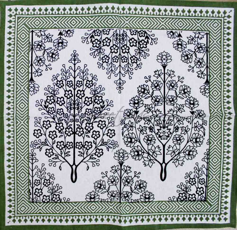The Amore French Country Cotton Floral Set of 4 Table Napkins, Ebony Fern