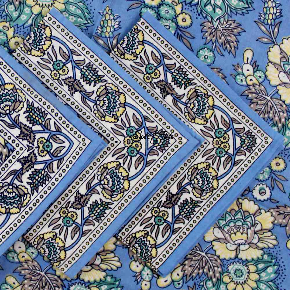 Floraison de Luxe Cotton French Country Floral Table Napkin, Sunlit Serenity