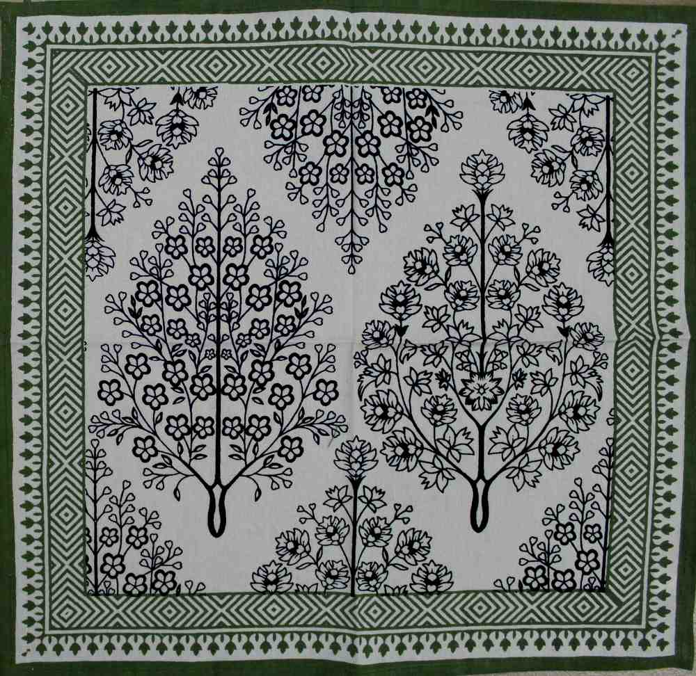 Cotton French Country Floral Tablecloth Square 72x72 Inches Napkins Black Green - Sweet Us