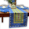 Sapphire Spectrum Geometric Print Cotton Table Runner, Turquoise Fusion - Sweet Us