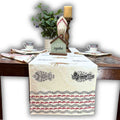Paisley Cradle Floral Cotton Block Print Table Runner, Tuscan Foliage - Sweet Us