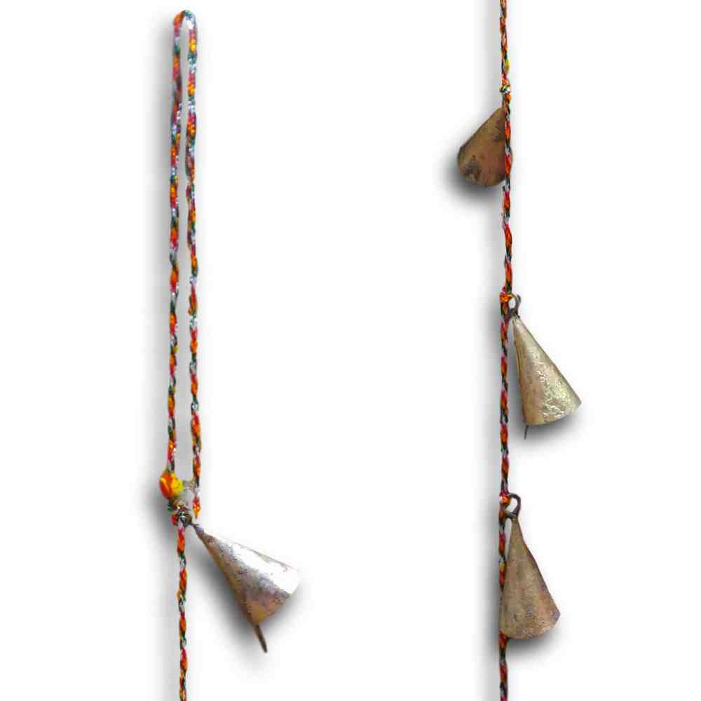 Chime of 8 Cone Shaped Tin Bells with Metal Striker on 29-inches Long Cord