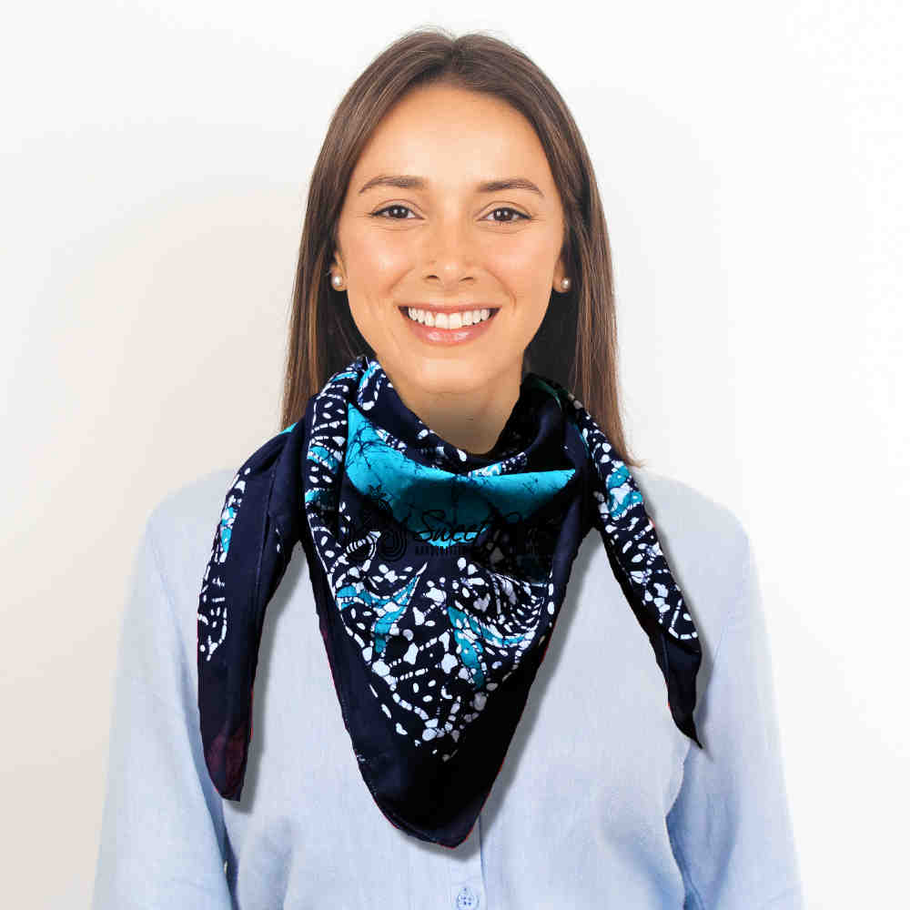 Paisley Oasis Cotton Batik Print Summer Floral Scarf for Women, Sea Breeze