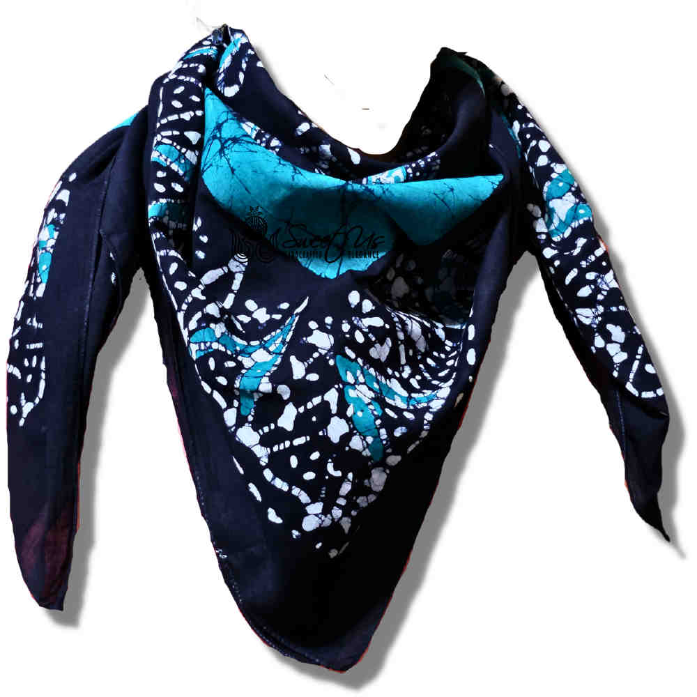 Paisley Oasis Cotton Batik Print Summer Floral Scarf for Women, Sea Breeze