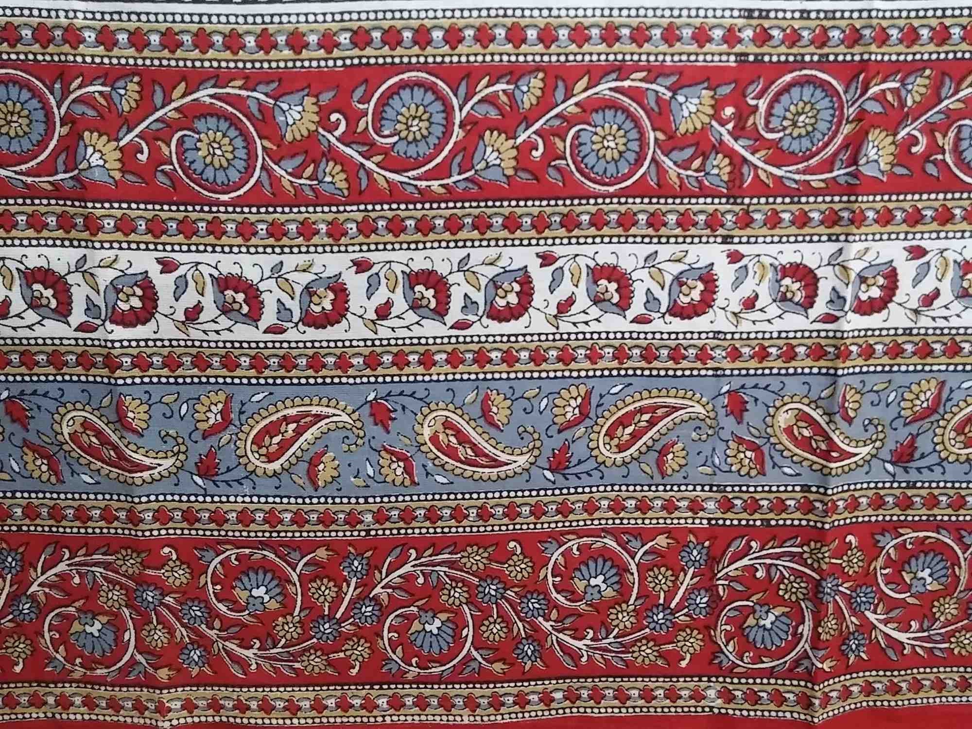 Handmade 100% Cotton Paisley Mandala Tapestry Tablecloth Spread 64x90 Red Grey - Sweet Us