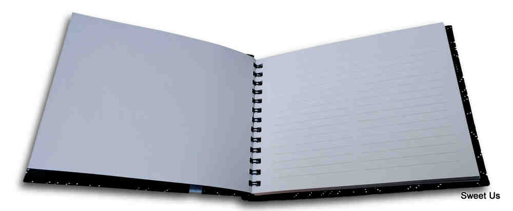 Handcrafted Recycled Paper Floral Book, Journal, Wedding Book, Photo Album Black