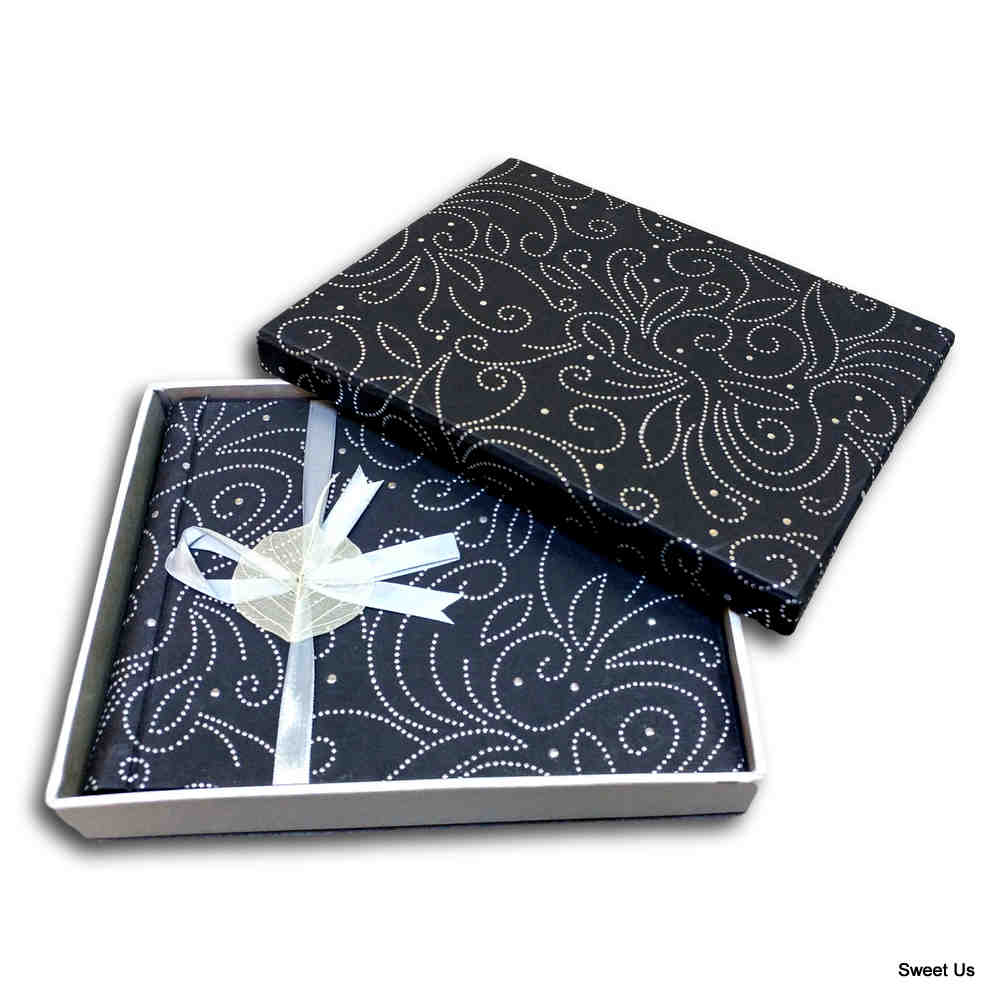 Handcrafted Recycled Paper Floral Book, Journal, Wedding Book, Photo Album Black