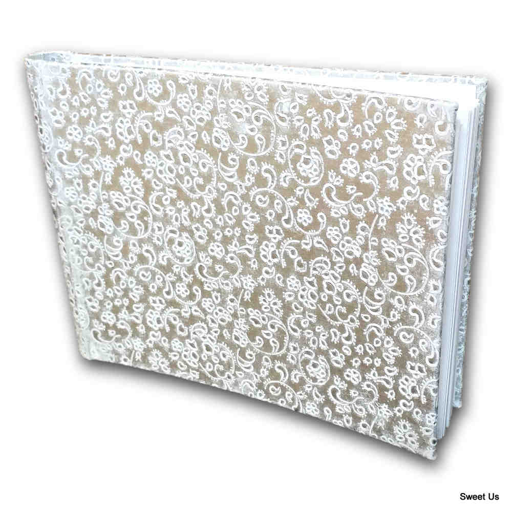 Handcrafted Recycled Paper Floral Book, Journal, Wedding Book Photo Album Silver