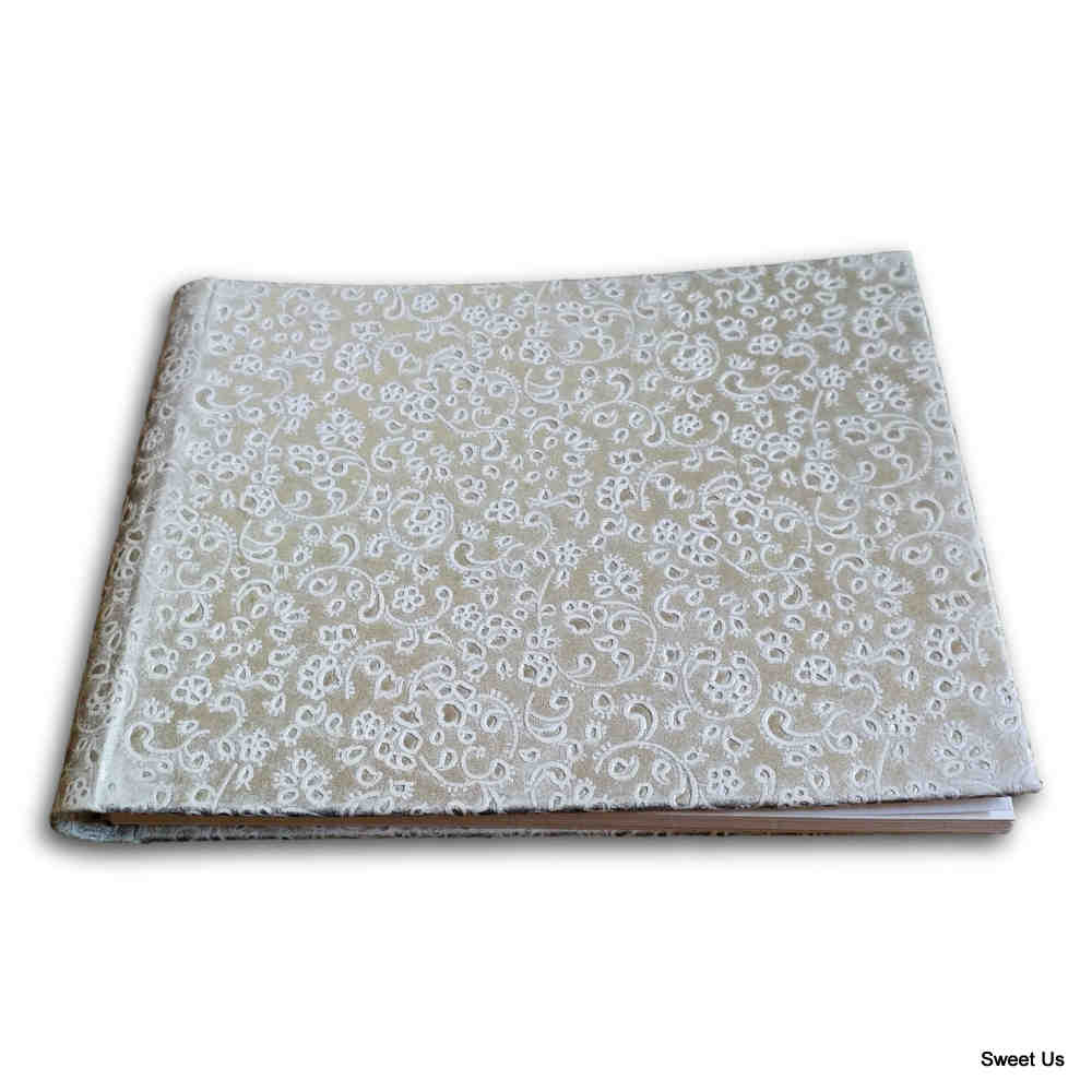 Handcrafted Recycled Paper Floral Book, Journal, Wedding Book Photo Album Silver