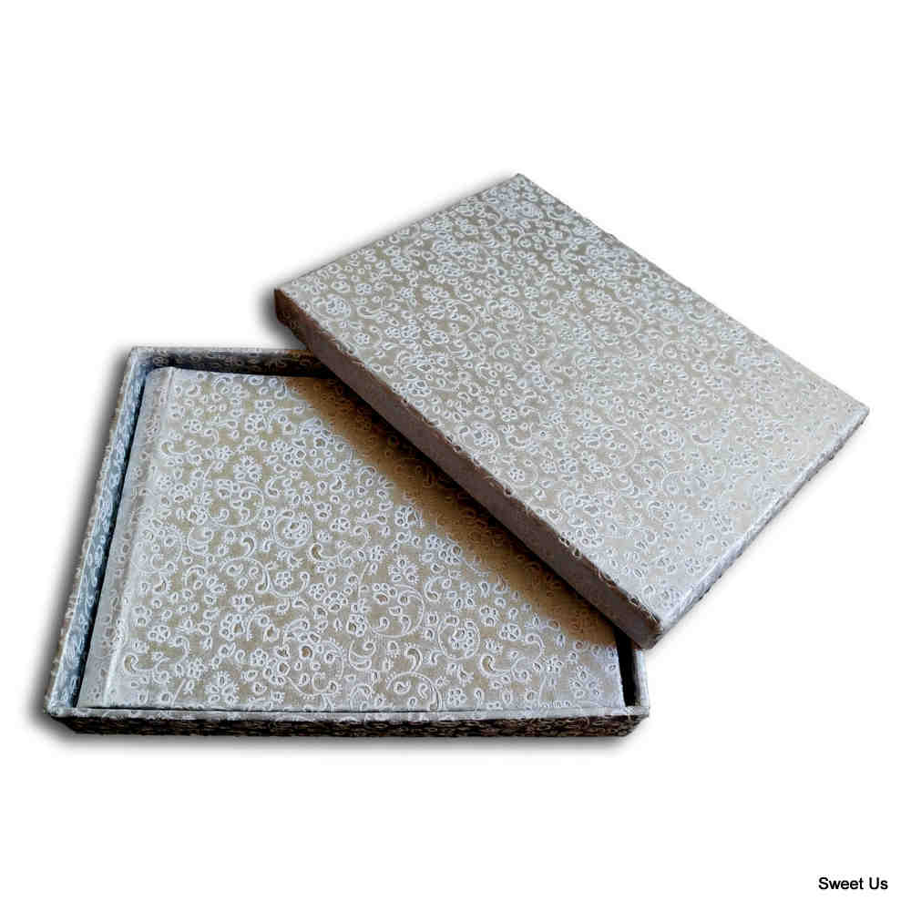 Handcrafted Recycled Paper Floral Book, Journal, Wedding Book Photo Album Silver