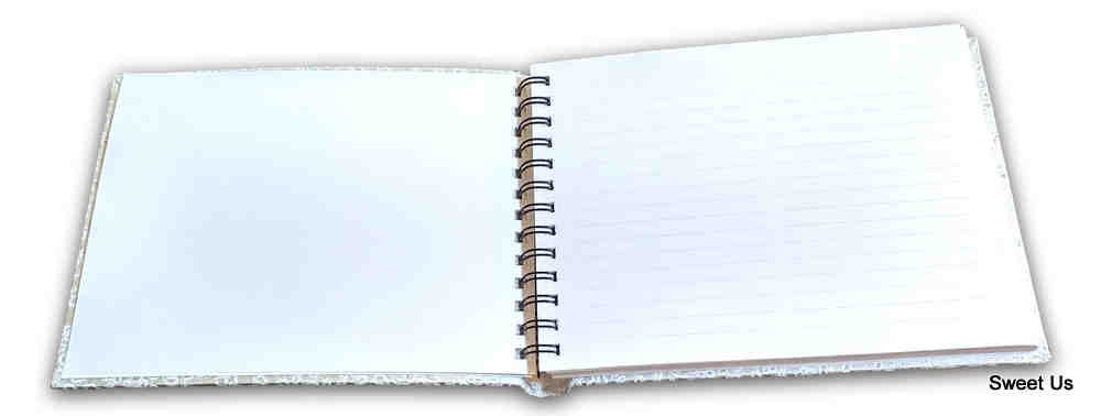 Handcrafted Recycled Paper Floral Book, Journal, Wedding Book Photo Album Silver