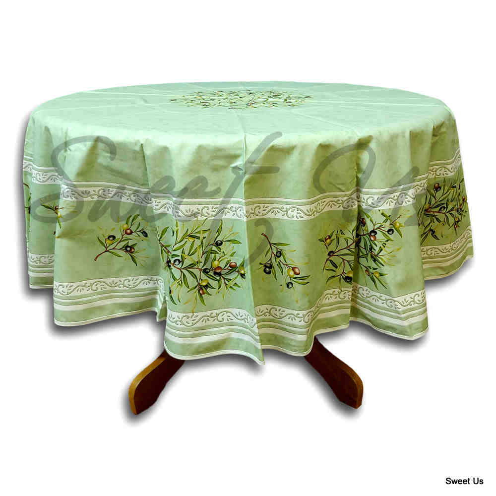 Wipeable Tablecloth Round Spillproof French Acrylic Coated Clos De Oliviers