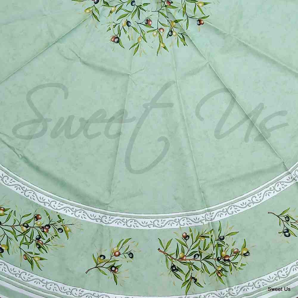Wipeable Tablecloth Round Spillproof French Acrylic Coated Clos De Oliviers