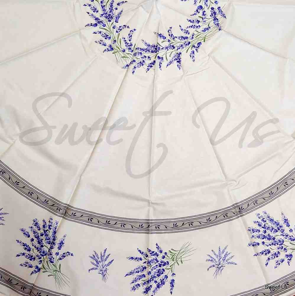 Wipeable Tablecloth French Provencal Acrylic Coated Cotton Lavender Yellow Ecru