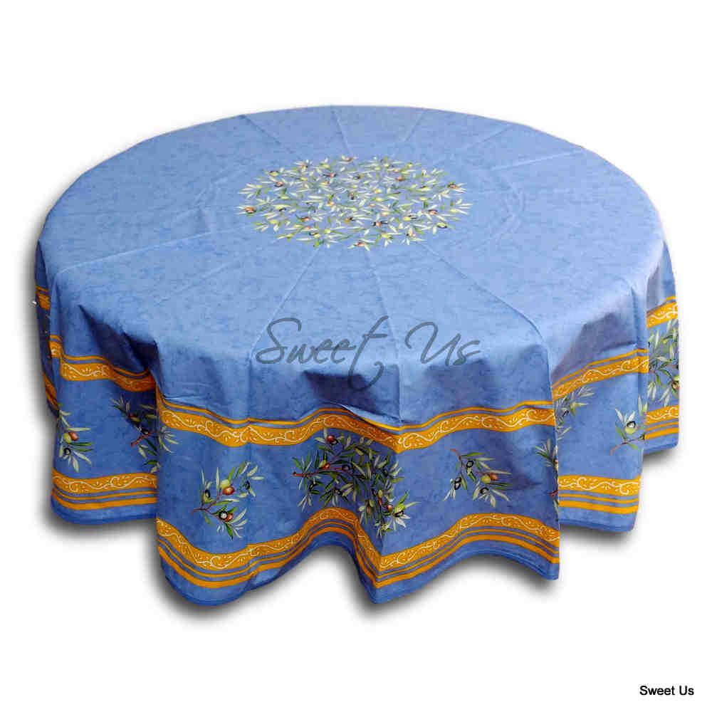 Wipeable Tablecloth Round Spillproof French Acrylic Coated Clos De Oliviers