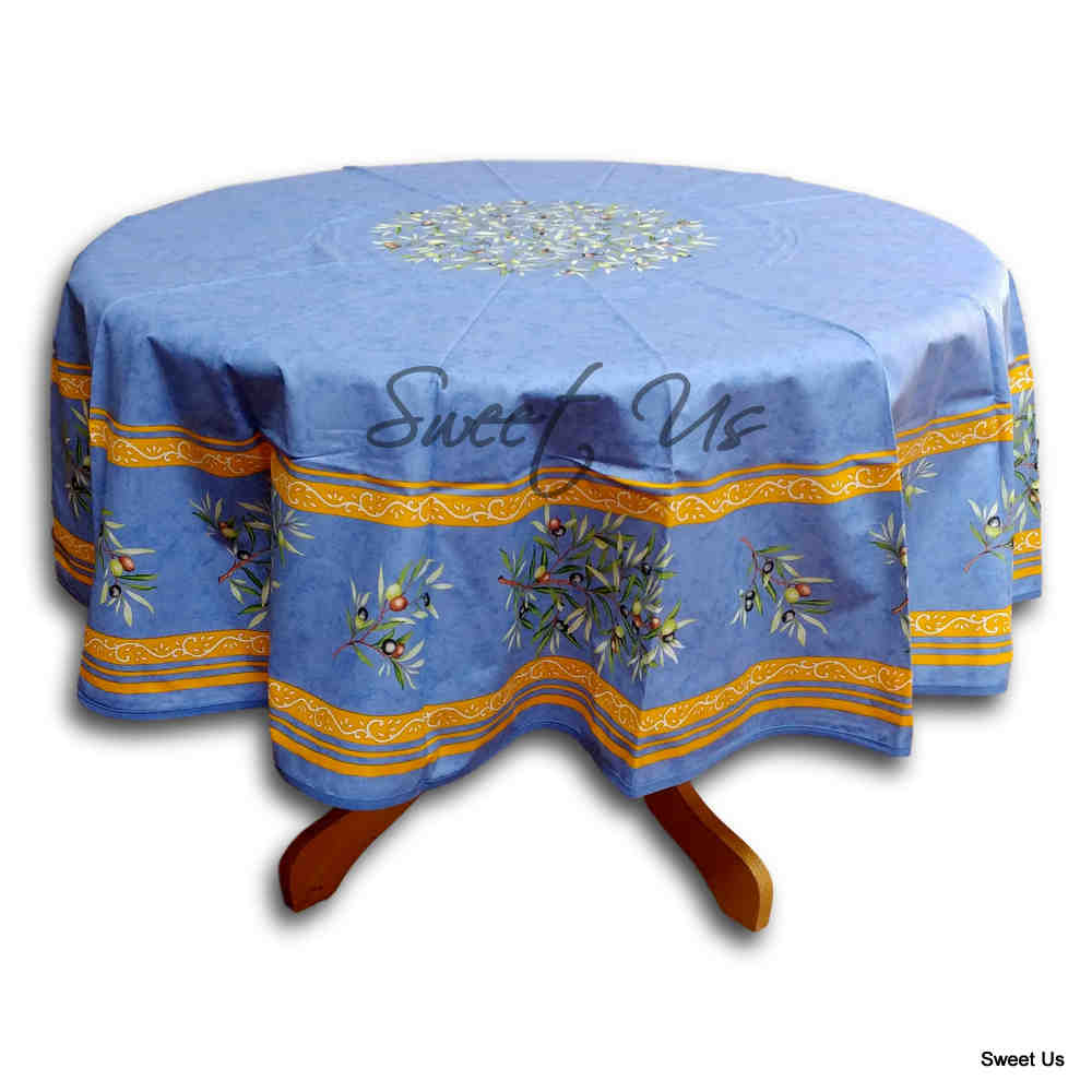 Wipeable Tablecloth Round Spillproof French Acrylic Coated Clos De Oliviers