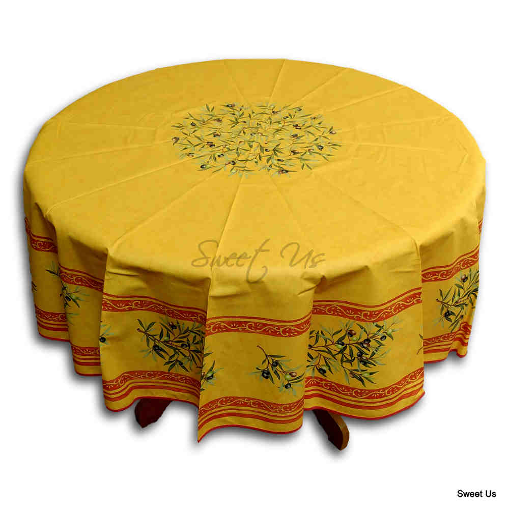 Wipeable Tablecloth Round Spillproof French Acrylic Coated Clos De Oliviers