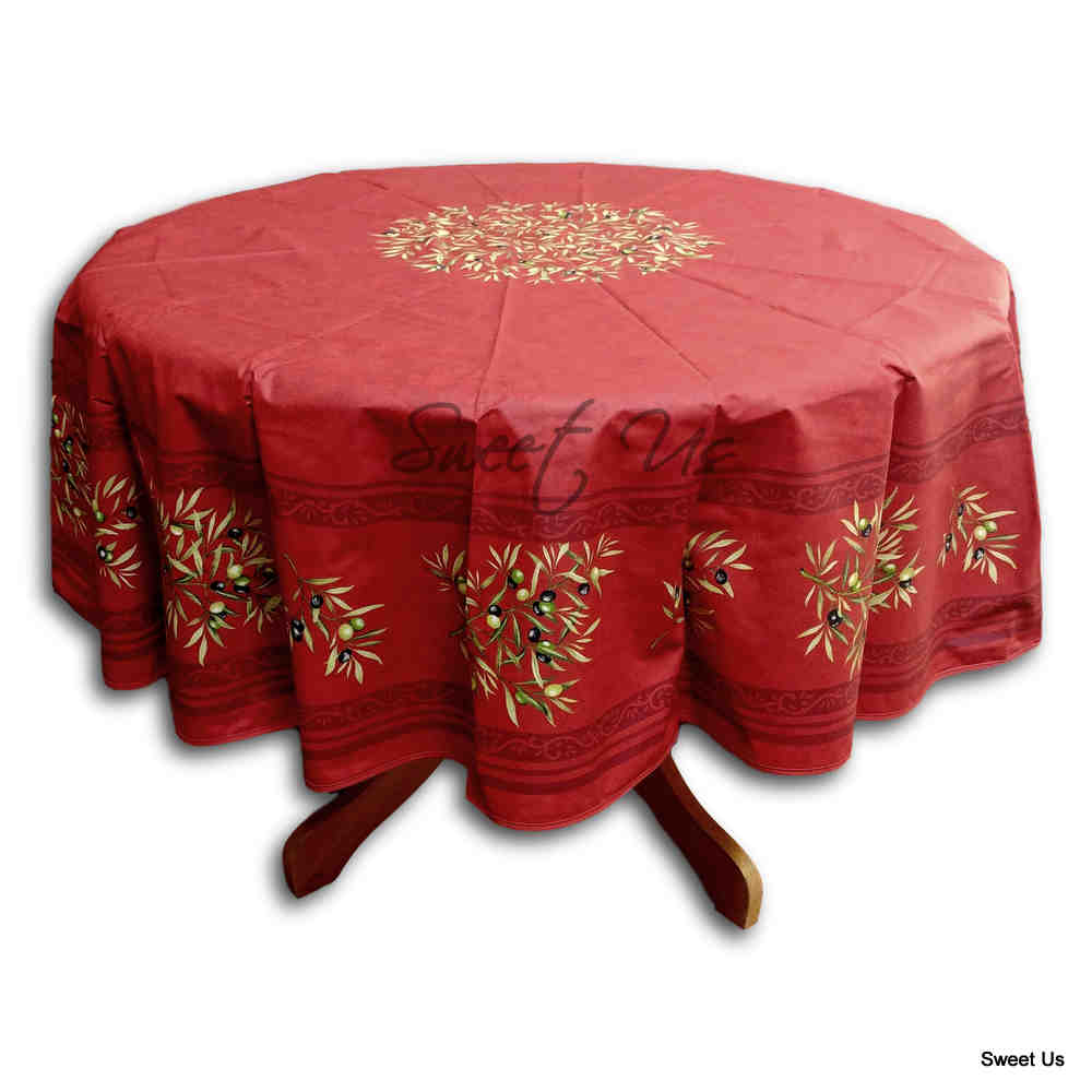 Wipeable Tablecloth Round Spillproof French Acrylic Coated Clos De Oliviers - Sweet Us