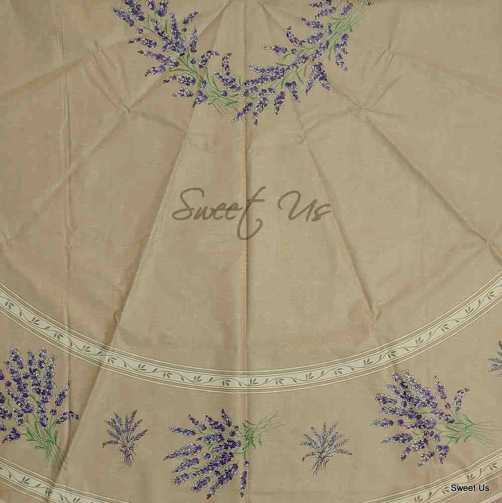 Wipeable Tablecloth French Provencal Acrylic Coated Cotton Lavender Yellow Ecru