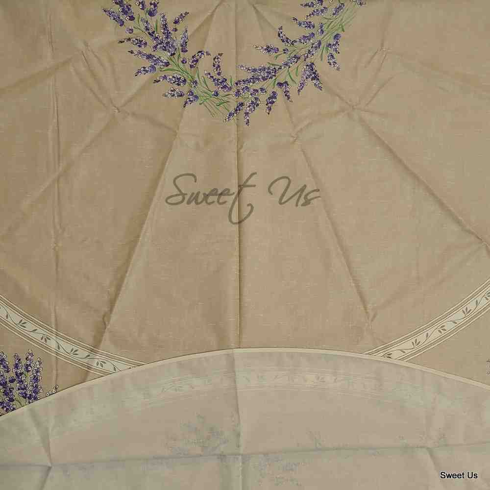 Wipeable Tablecloth French Provencal Acrylic Coated Cotton Lavender Yellow Ecru