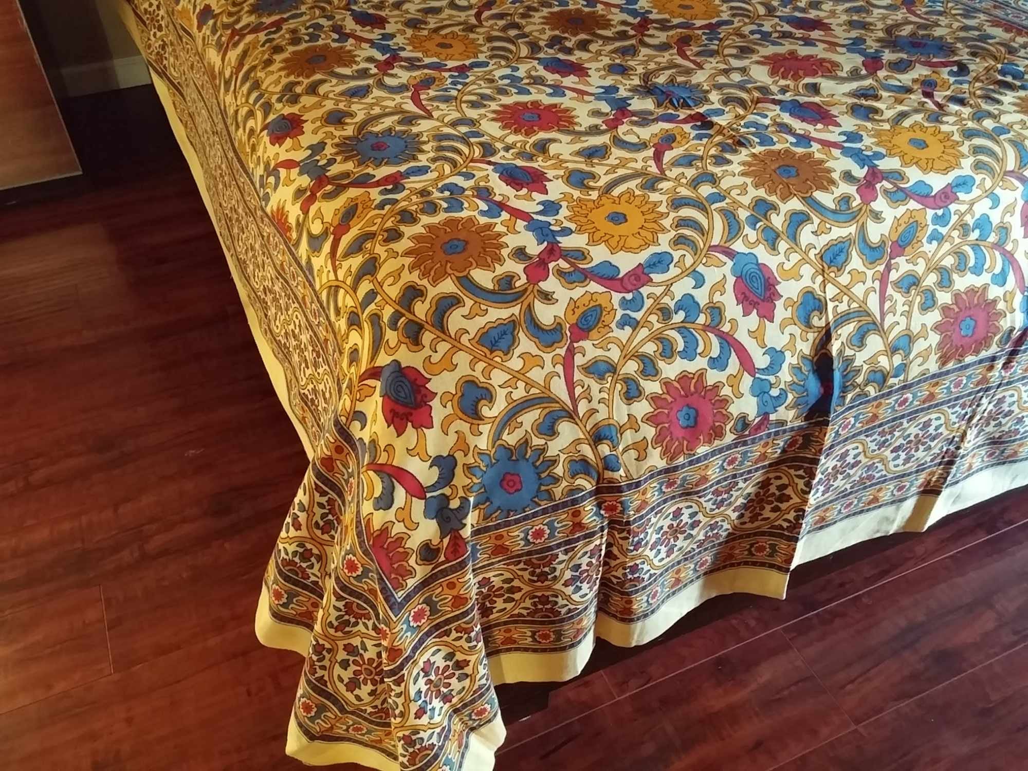 CLEARANCE Handmade 100% Cotton Sunflower Tapestry Bedspread Tablecloth Twin Lemon Yellow - Sweet Us
