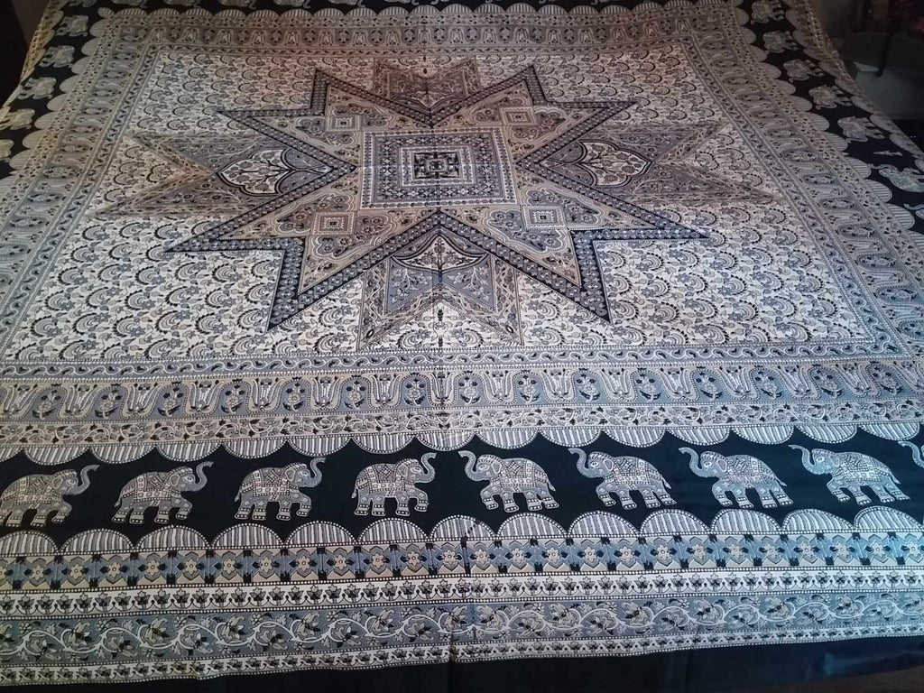 Cotton Elephant Mandala Tapestry Wall Hanging Tablecloth Bedspread Full - Sweet Us