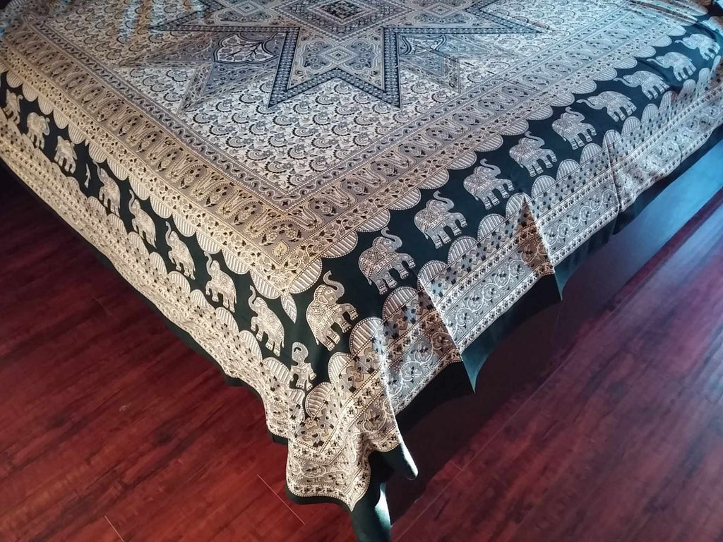 Cotton Elephant Mandala Tapestry Wall Hanging Tablecloth Bedspread Full - Sweet Us