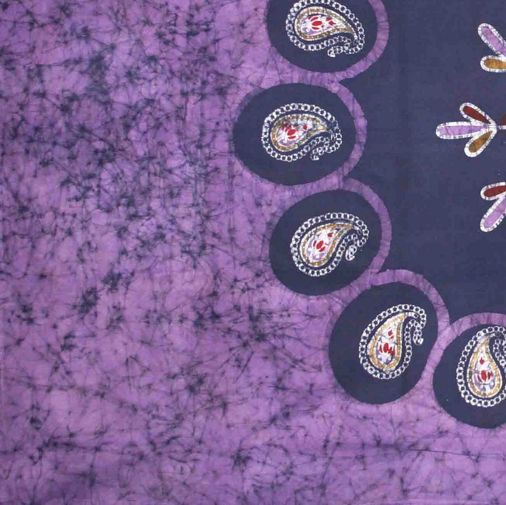 Handmade 100% Cotton Multi Batik Tapestry Bedspread Tablecloth Queen Purple - Sweet Us
