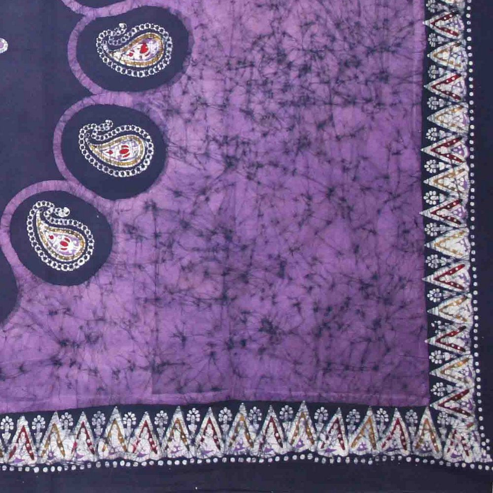 Handmade 100% Cotton Multi Batik Tapestry Bedspread Tablecloth Queen Purple - Sweet Us
