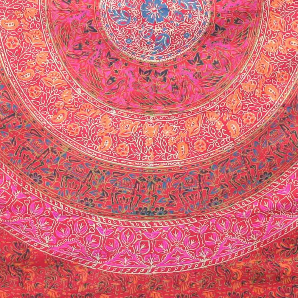 Clearance Sale Handmade 100% Cotton Sanganer Mandala Tapestry Spread Queen 108x108 Red - Sweet Us