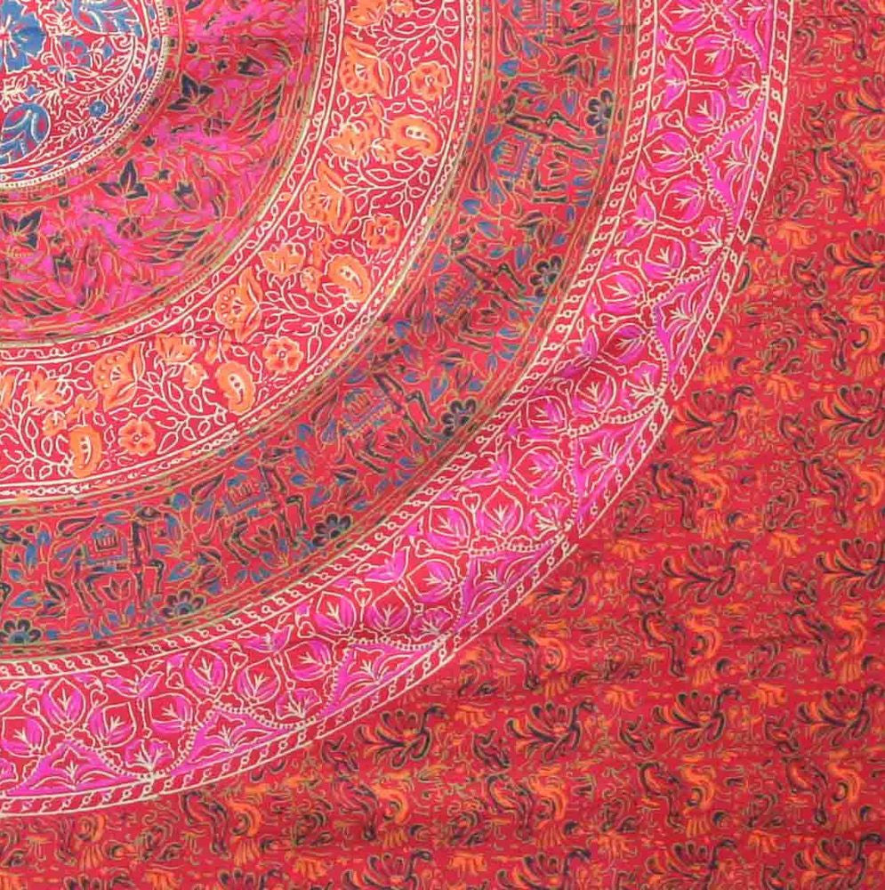 Clearance Sale Handmade 100% Cotton Sanganer Mandala Tapestry Spread Queen 108x108 Red - Sweet Us