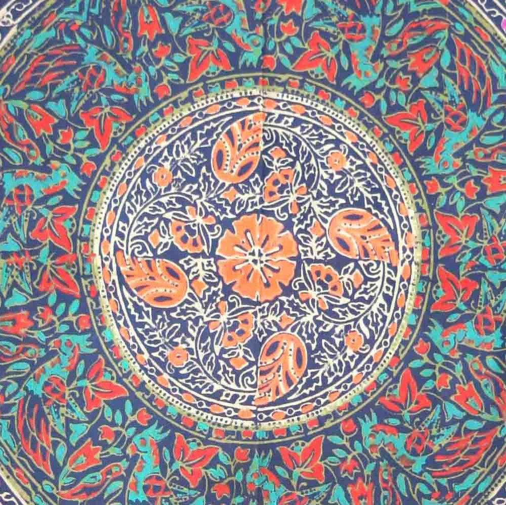 Handmade 100% Cotton Sanganer Mandala Tapestry Spread Queen 108x108 Blue - Sweet Us