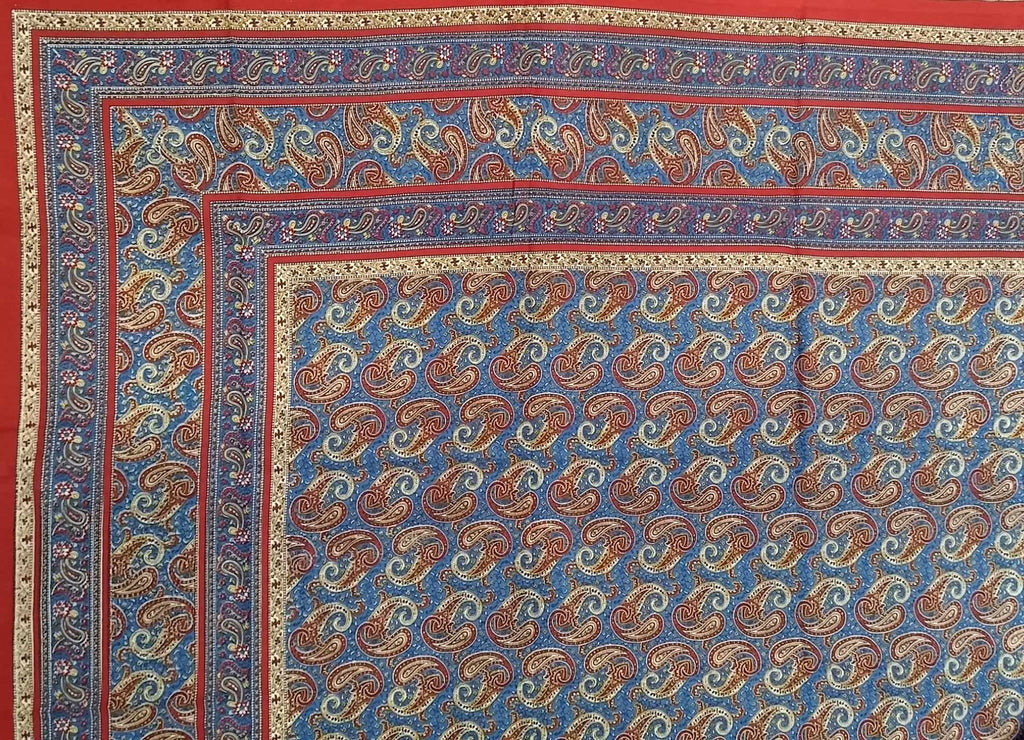 Handmade Paisley Print 100% Cotton Tapestry Tablecloth Bedspread Beach Sheet Twin 70"x106" & Full 88"x106" - Sweet Us