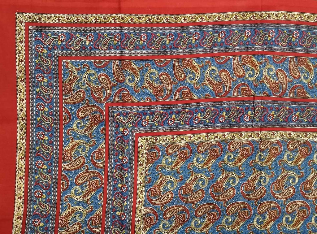 Handmade Paisley Print 100% Cotton Tapestry Tablecloth Bedspread Beach Sheet Twin 70"x106" & Full 88"x106" - Sweet Us