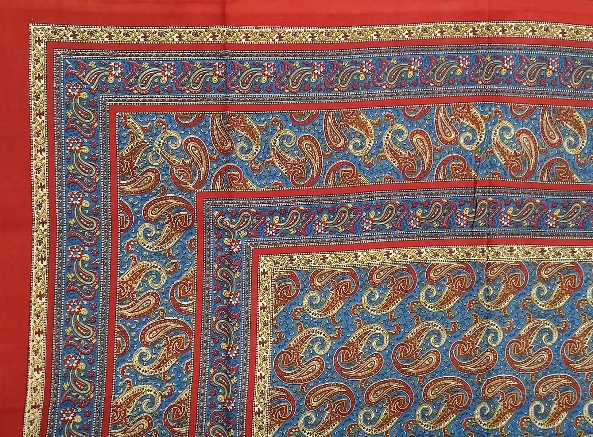 Handmade Paisley Print 100% Cotton Tapestry Tablecloth Bedspread Beach Sheet Twin 70"x106" & Full 88"x106" - Sweet Us