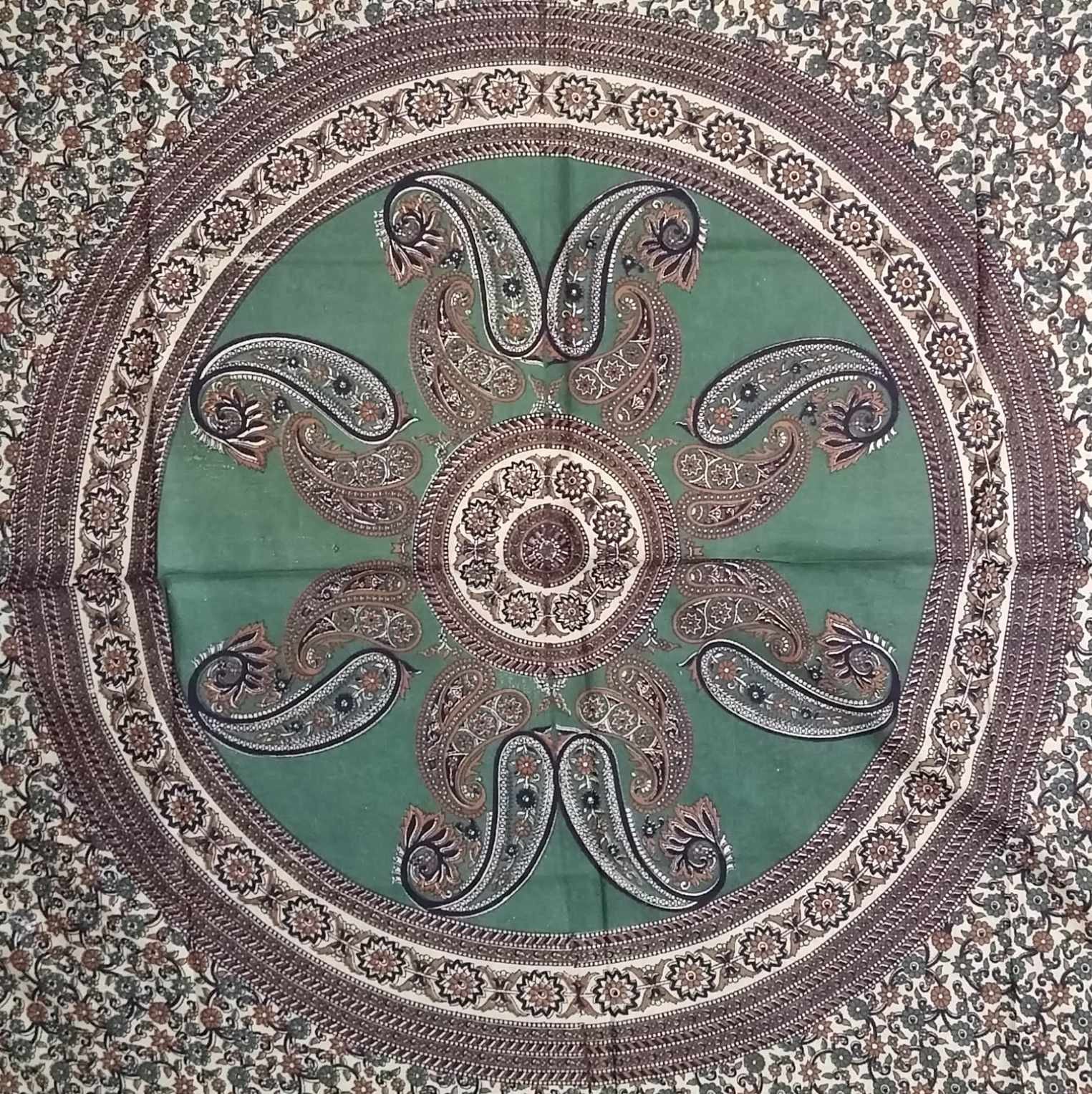 Handmade Cotton Paisley Mandala Tapestry Tablecloth Spread Full with Fringes - Sweet Us