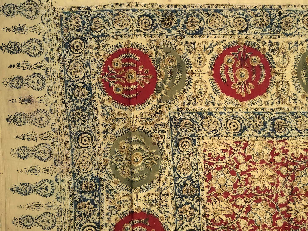 Veggie Dye Hand Block Print Cotton Tapestry Spread Throw 88"x108" Earthy Red - Sweet Us