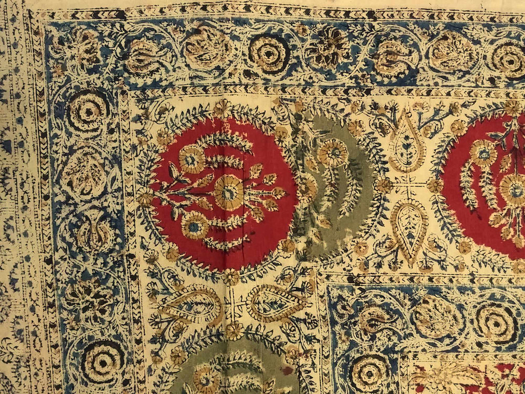 Veggie Dye Hand Block Print Cotton Tapestry Spread Throw 88"x108" Earthy Red - Sweet Us