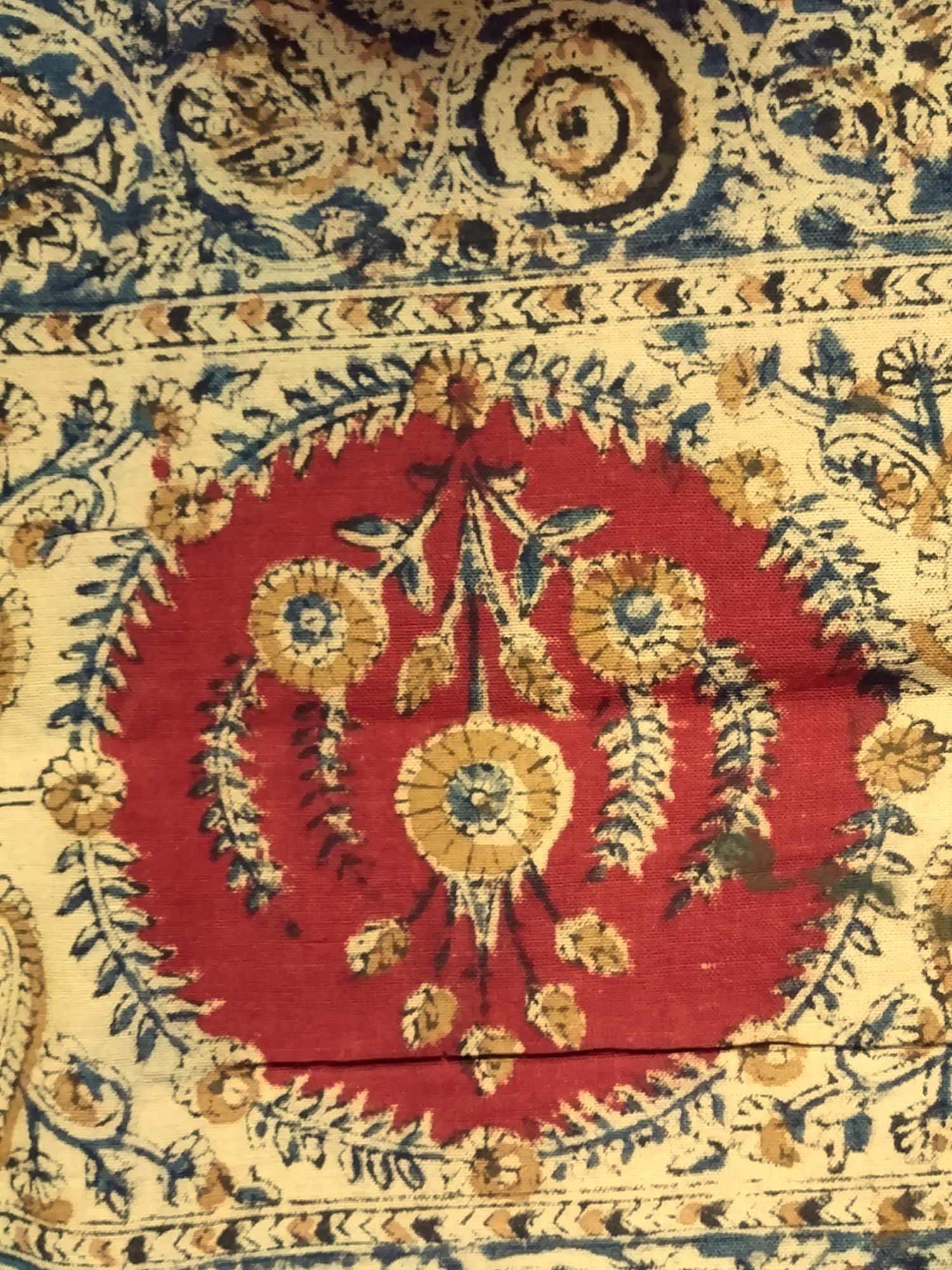 Veggie Dye Hand Block Print Cotton Tapestry Spread Throw 88"x108" Earthy Red - Sweet Us