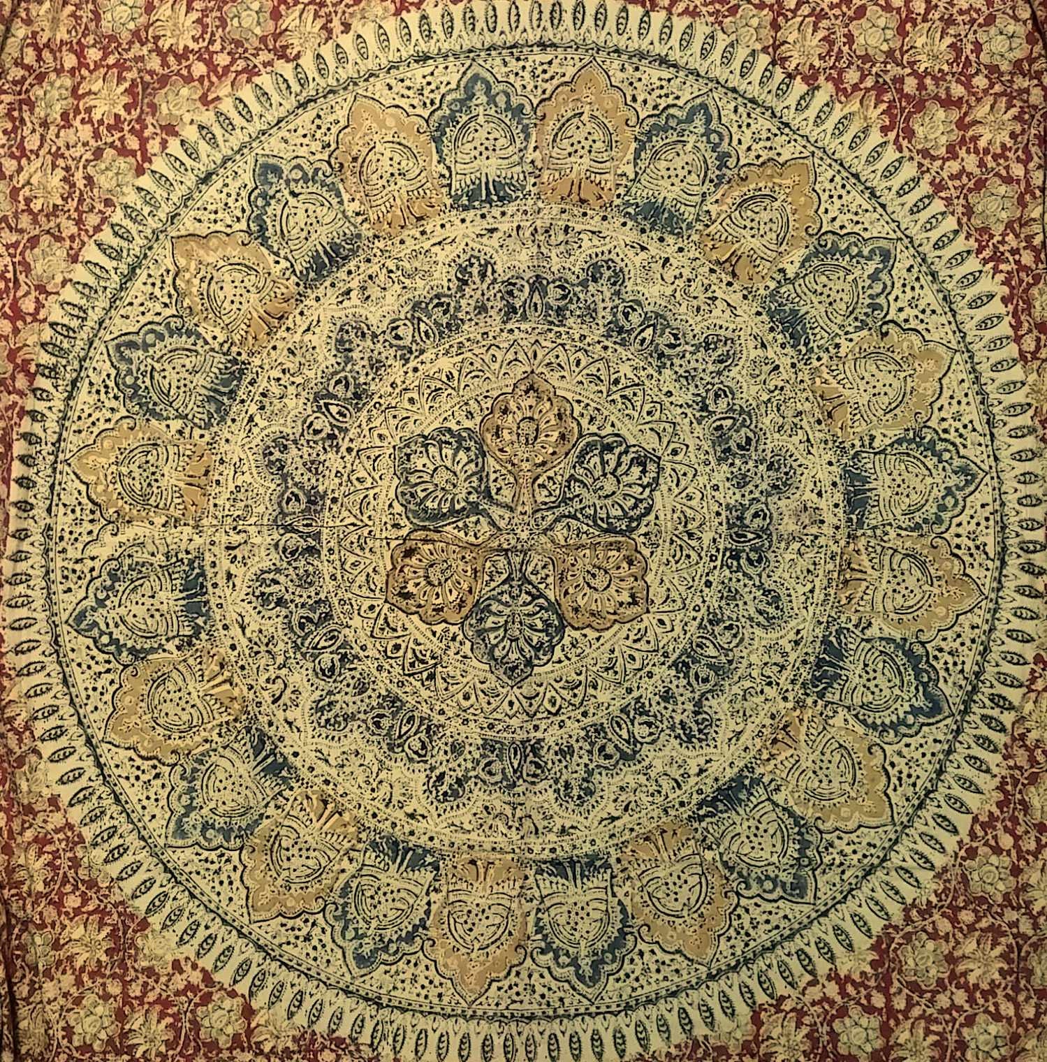 Veggie Dye Hand Block Print Cotton Tapestry Spread Throw 88"x108" Earthy Red - Sweet Us