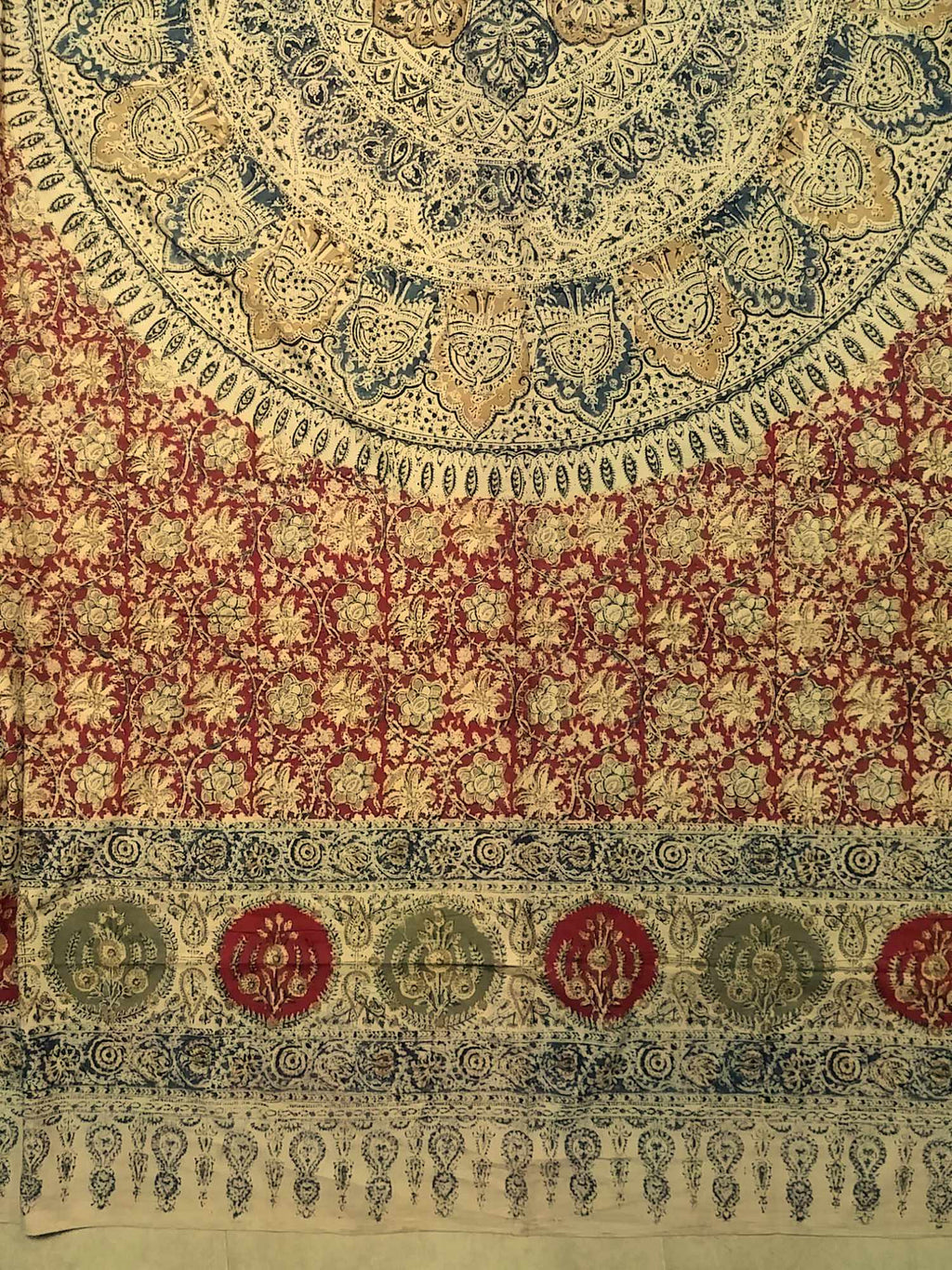 Veggie Dye Hand Block Print Cotton Tapestry Spread Throw 88"x108" Earthy Red - Sweet Us