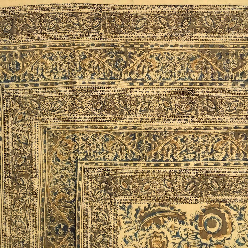 Veggie Dye Hand Block Print Cotton Tapestry Spread Throw 88"x108" Olive Green - Sweet Us