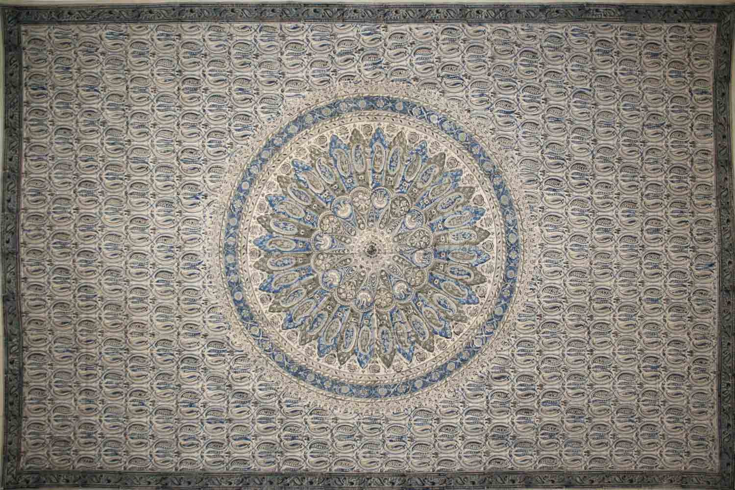 Handmade 100% Cotton Vegetable Dye Hand Block Print Tapestry Tablecloth Blue Full - Sweet Us