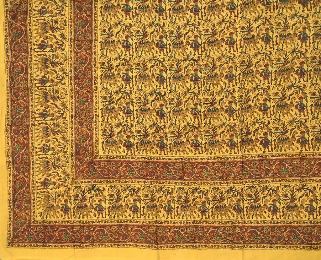 Handmade Cotton Tribal Desert Camel Block Print Tapestry Throw Bedspread Coverlet Burnt Orange Full - Sweet Us