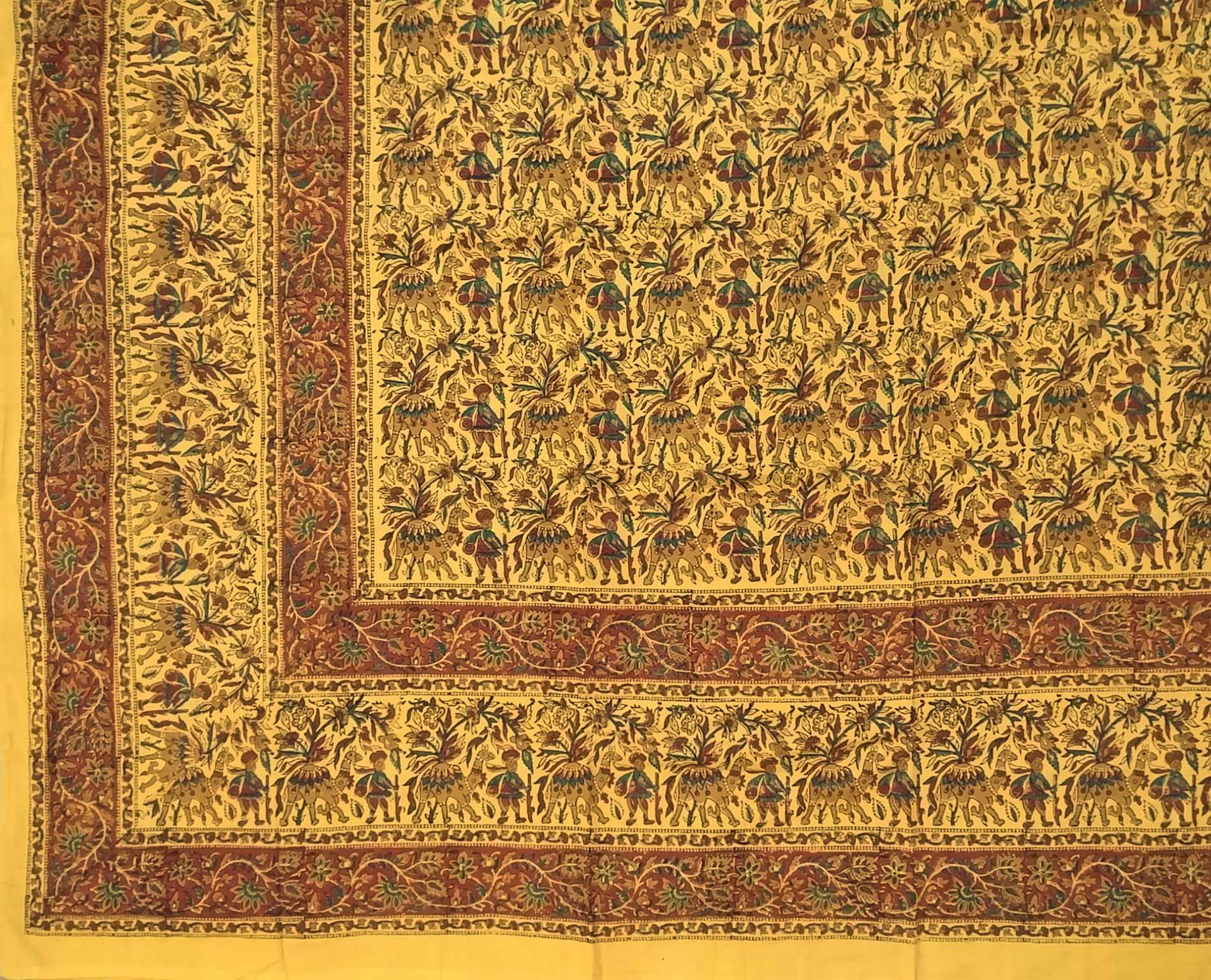 Handmade Cotton Tribal Desert Camel Block Print Tapestry Throw Bedspread Coverlet Burnt Orange Full - Sweet Us