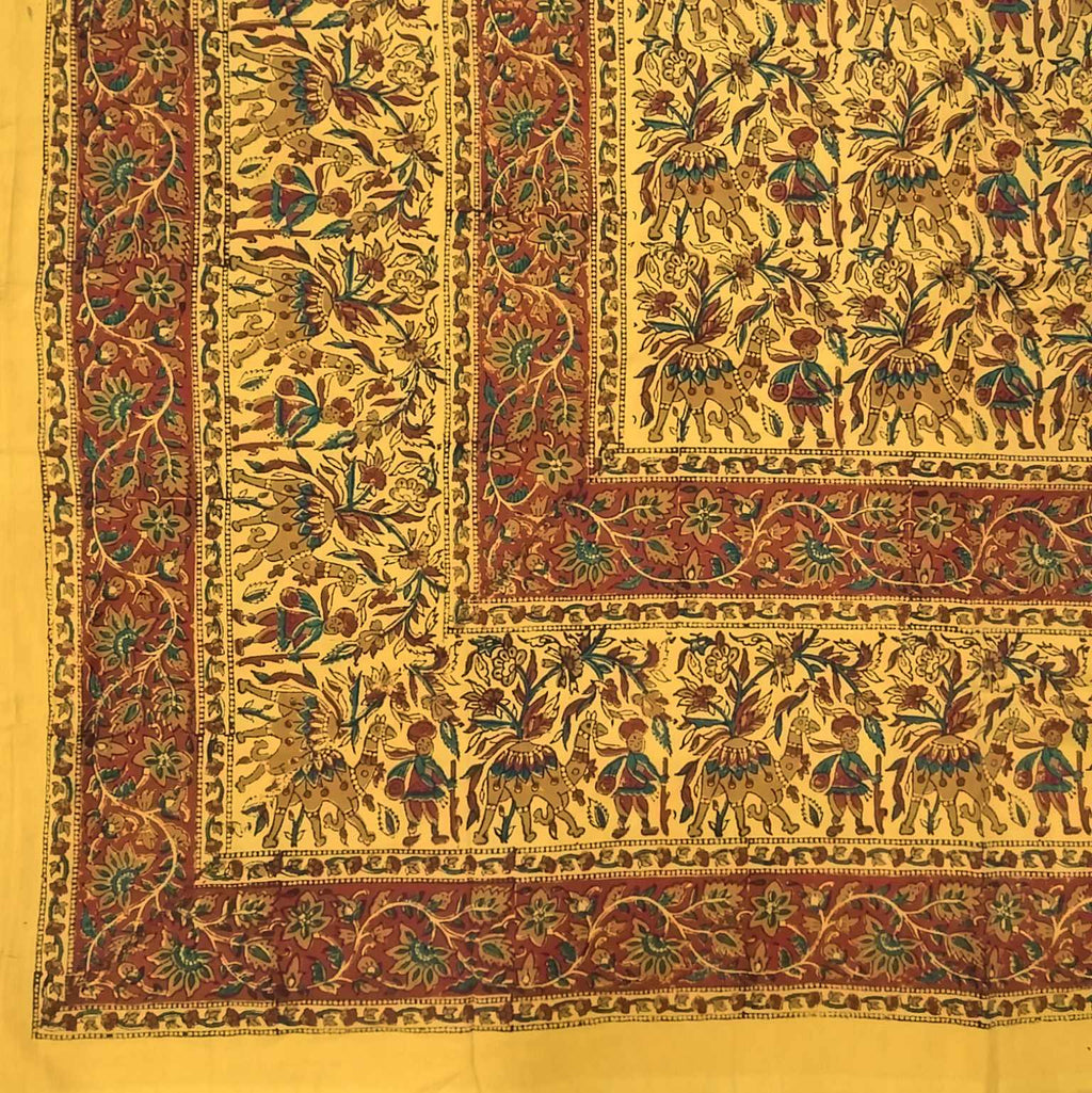 Handmade Cotton Tribal Desert Camel Block Print Tapestry Throw Bedspread Coverlet Burnt Orange Full - Sweet Us