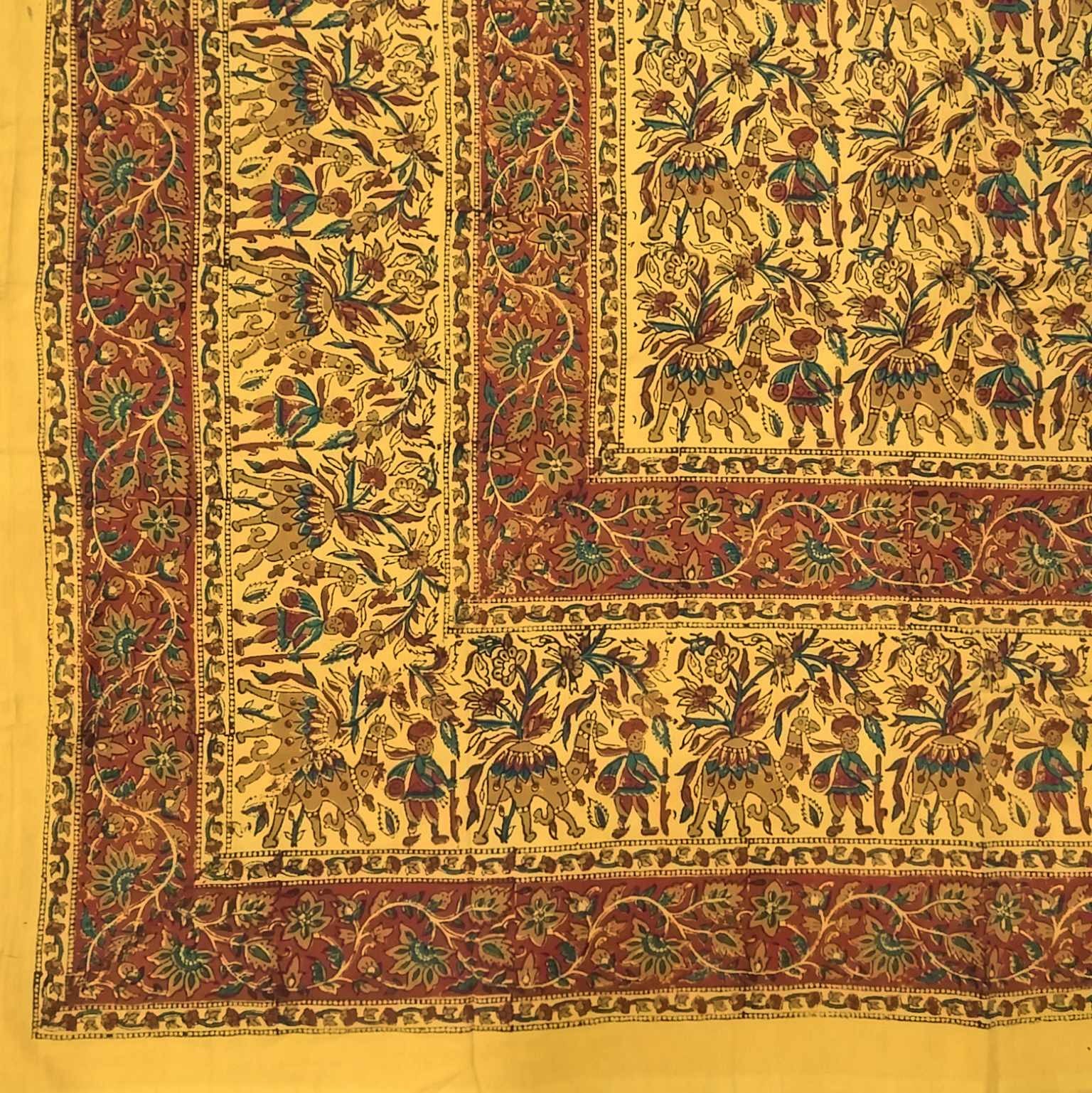 Handmade Cotton Tribal Desert Camel Block Print Tapestry Throw Bedspread Coverlet Burnt Orange Full - Sweet Us