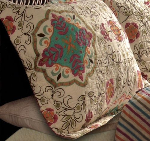 Esprit Spice Quilt Set 3 piece Full Queen Beautiful Floral Daisy Chain Design - Sweet Us