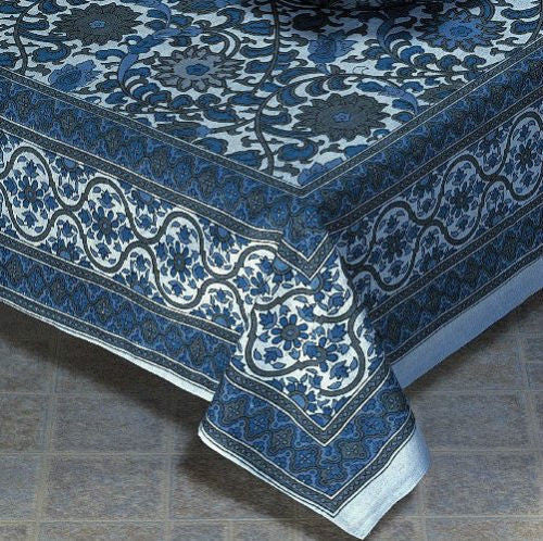 Handmade 100% Cotton Sunflower Tapestry Spread Tablecloth Light Blue Gray Full - Sweet Us