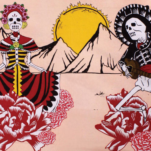 Handmade 100% Cotton Mexican Day of the Dead Tapestry Coverlet Bedspread 60x90 - Sweet Us
